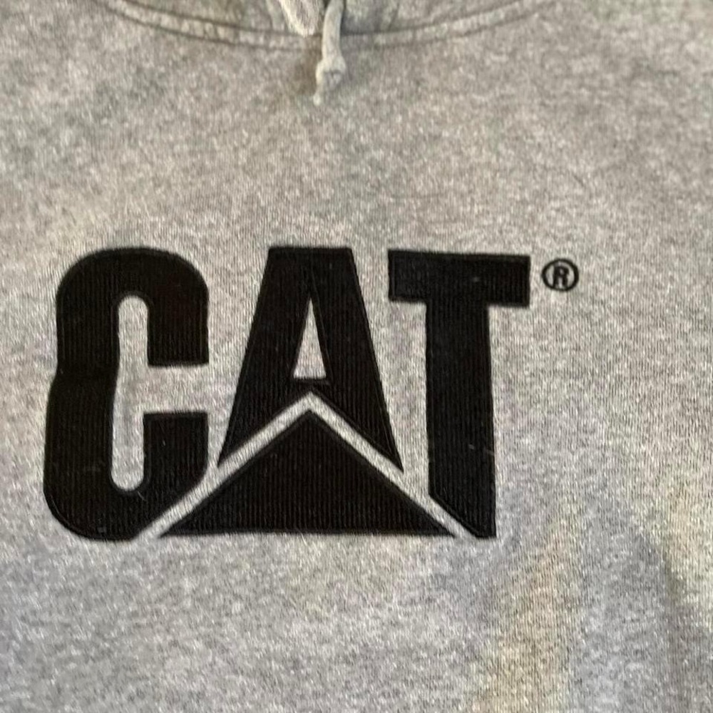 Caterpillar CAT‎ Logo Hoodie Mens Large Gray Workwear Sweatshirt RN149651